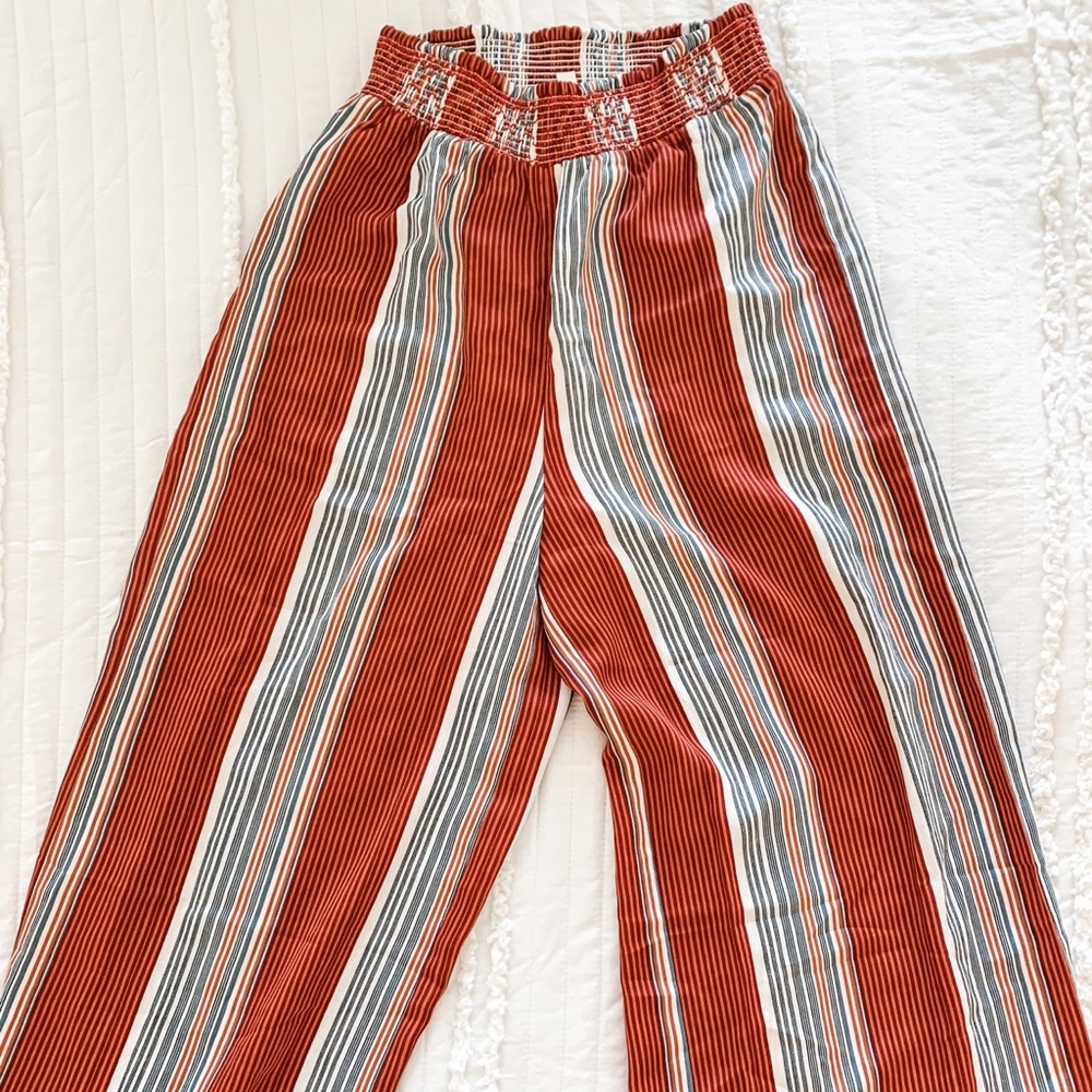 Hem & Thread High Waist Wide Leg Brick Stripe Pant